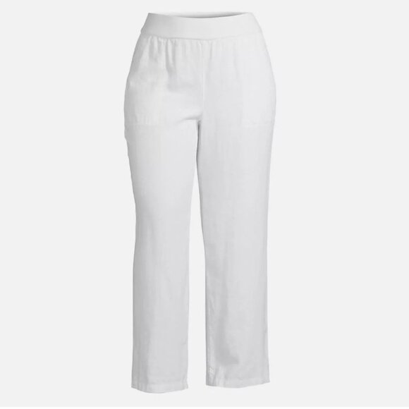 Lands End Mid Rise white linen pull on wide leg pants. Size 18 - Picture 2 of 3